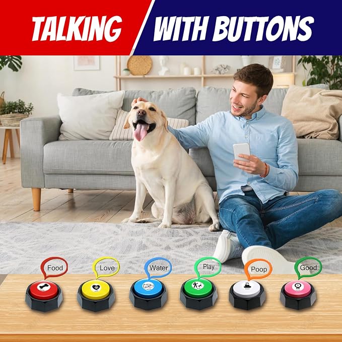 Dog Buttons for Communication, 6 Color
