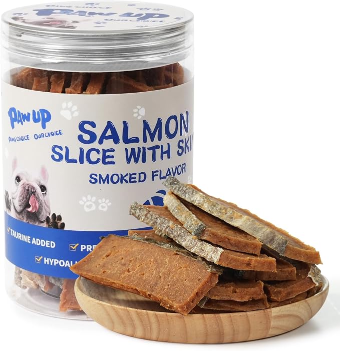 PAWUP Salmon Dog Treats, Smoked Salmon Jerky with Skin, 12.5 oz