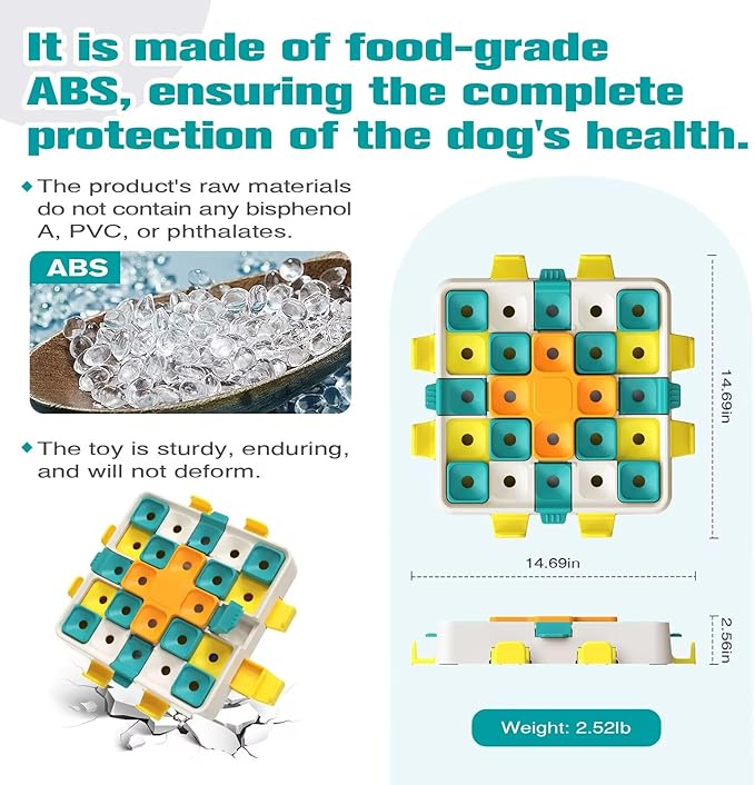 KADTC Dog Puzzle Toy, Extra-Large Size, 2 Levels of Step-by-Step Challenge, 4 Ways to Play Beginner to Advanced Slow Feeder & Mental Stimulation for Smart Dogs Enrichment Toys
