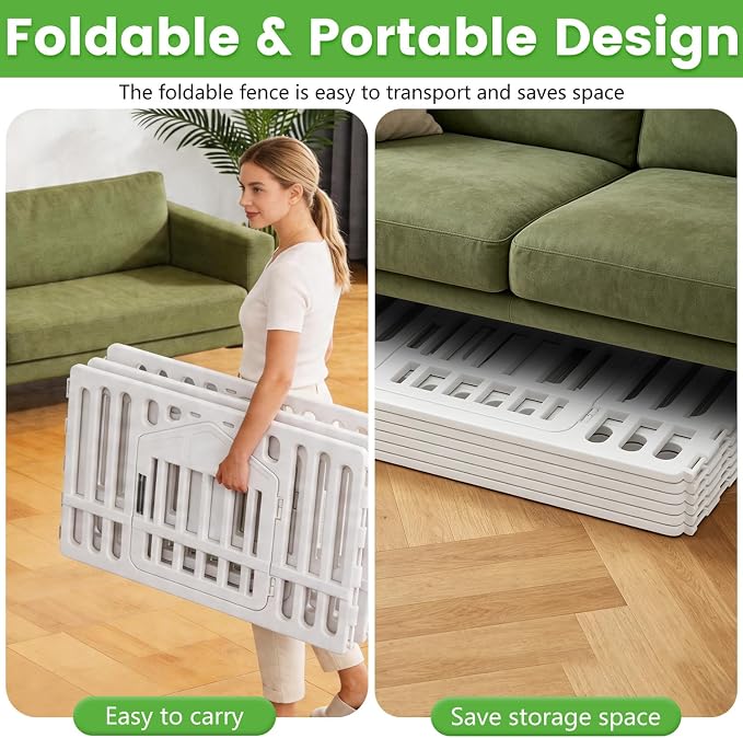 BestPet 24 Inch Dog Playpen, 6-Panel Plastic Pet Playpen with Door, Indoor Puppy Exercise Pen, Large Space Dog Fence for Small Medium Dogs, No Assembly Required, White