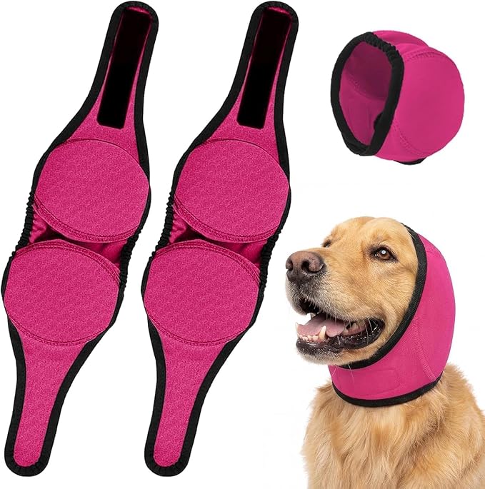 2PCS No Flap Ear Wraps for Dogs, Dog Ear Muffs Noise Protection, Adjustable Calming Dog Ear Protection