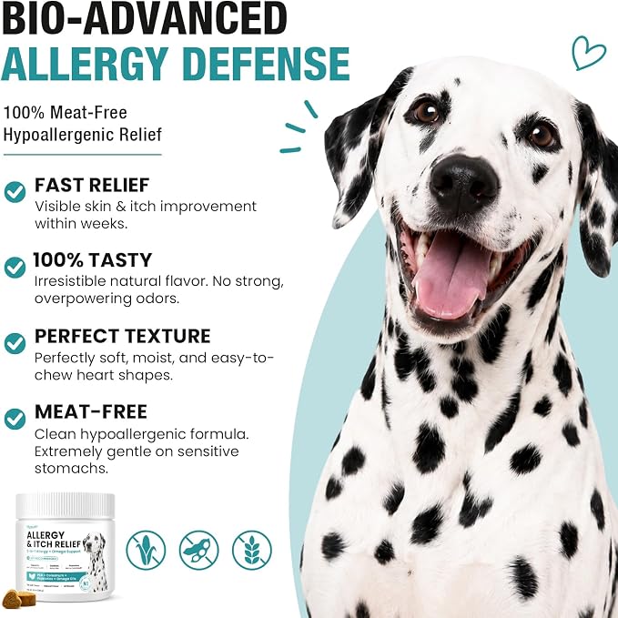 Dog Allergy Chews 130ct - Itch Relief Dog Allergy and Itching Skin Relief Anti Itch Aller Immune Bites for Dogs Licking Paws Treatment - Probiotics Vitamins for Itchy Skin, Ears & Yeast,Chicken Flavor