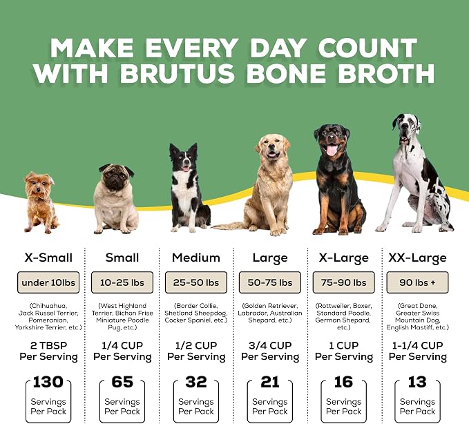 Brutus Broth Dog Food Topper - Instant Broth Powder with Omegas 3,6,9 from Microalgae Oil for Skin and Coat - Human-Grade Quality, Serve Dry or Wet - Vegetable Flavor, 3.5 oz (Pack of 1)