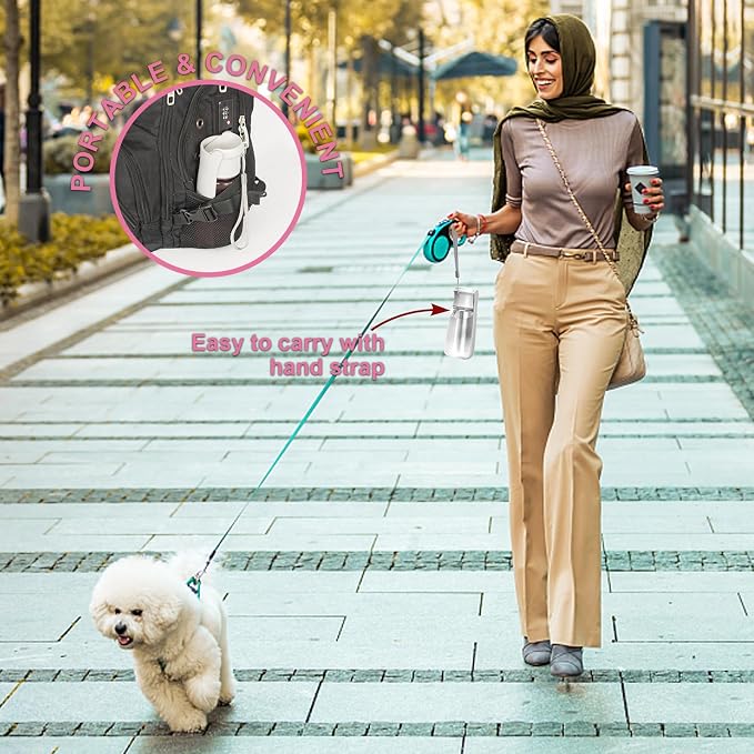 Portable Dog Water Bottle, Foldable, 19oz, White