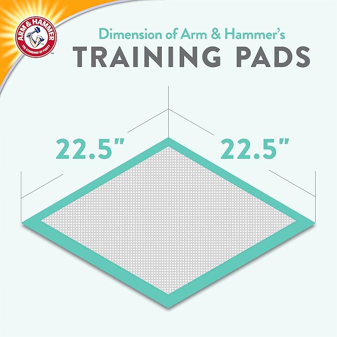 Arm & Hammer Green Tea Pet Training Pads, 200 Count, Super Absorbent with Green Tea and Baking Soda, 2X Odor Control, 5-Layer Leak-Proof Construction, 22.5 x 22.5 Inch