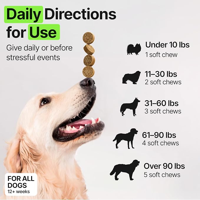 Hemp Calming Chews for Dogs Anxiety, Melatonin, 1-Pack, 170 Count