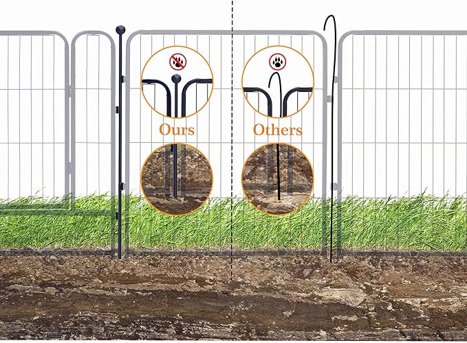 Dog Playpen,24/32/40 Inch Height in Heavy Duty,Folding Indoor Outdoor Dog Exercise Fence, Portable Pet Playpen with Door for Large Medium Dogs - Silver Gray (24 Panels, 32 inch)