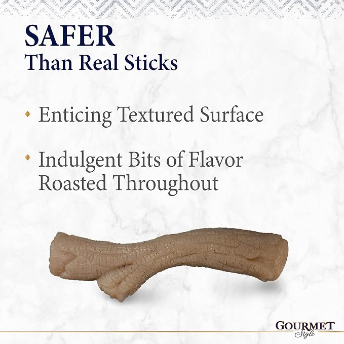 Nylabone Strong Chew Gourmet Style Stick Dog Chew Toy, Peanut Butter Flavor | Medium breeds, durable chew toys, long lasting, encourages healthy chewing, helps clean teeth, for dogs up to 35 lbs