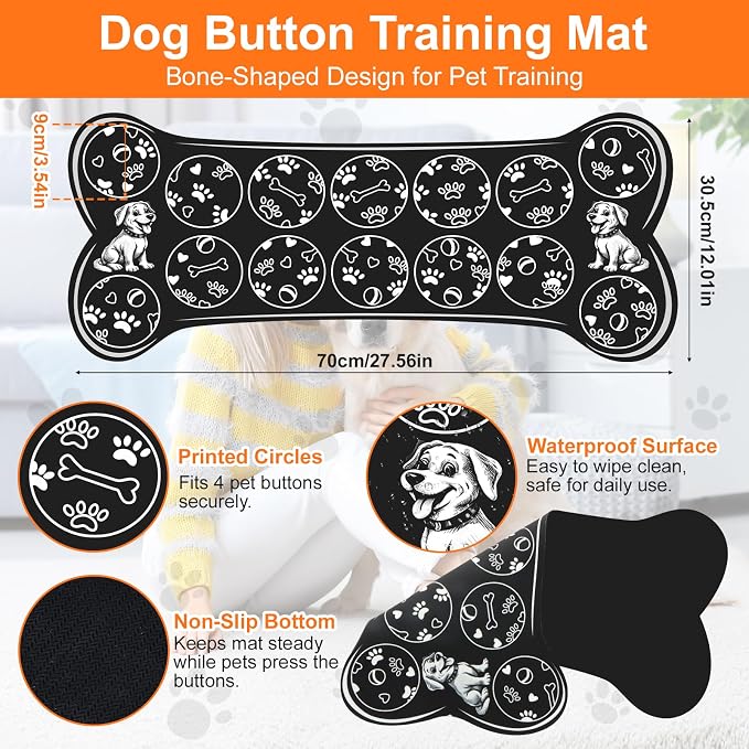 Dog Talking Buttons for Communication, 14 Pack, with Mat