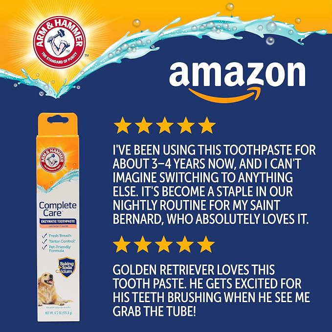 Arm & Hammer Complete Care Enzymatic Dog Toothpaste, Chicken, 6.2 Oz | Fluoride-free formula with baking soda and calcium fights plaque and tartar, freshens breath, value size