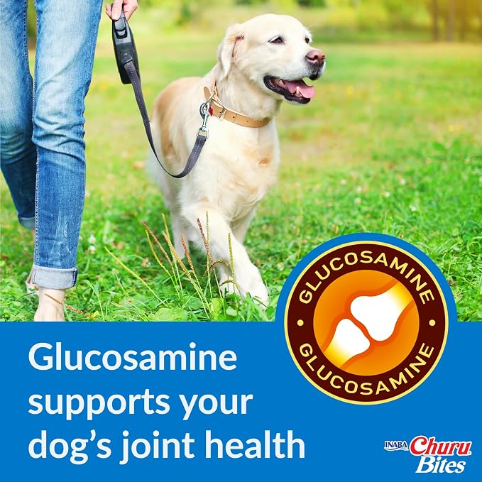 INABA Churu Bites Joint Support for Dog, Functional Lickable Dog Treat with Taurine & Green Tea Extract, 1.26oz Each, 18 Tubes Total, Chicken with Salmon Recipe