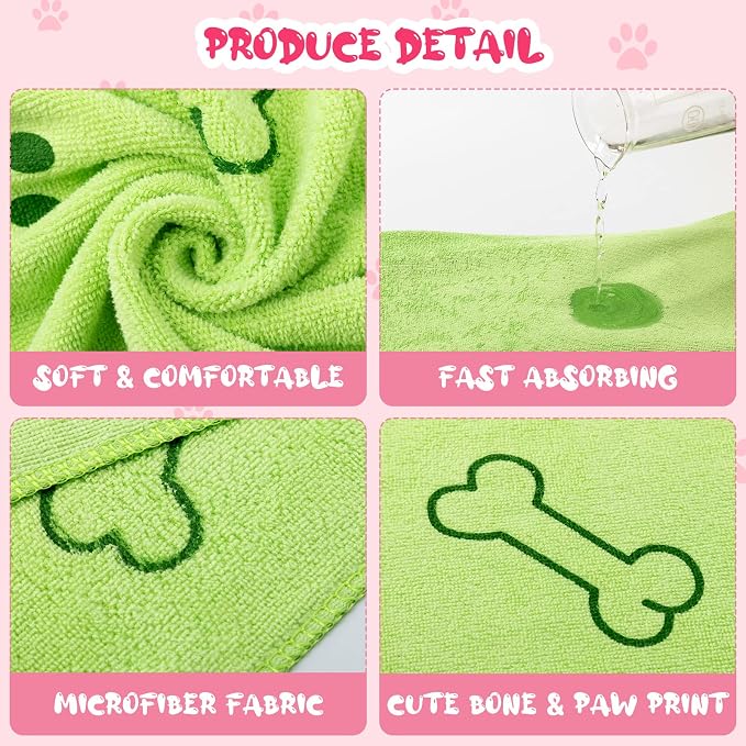 Tatuo 22 Pcs Dog Towels for Drying 20 x 40 Inch Pet Bath Towels Absorbent Microfiber Towel Quick Drying Puppy Bathing Supplies for Small Medium Large Dog Puppy Cat(Colorful,Bone Pattern)