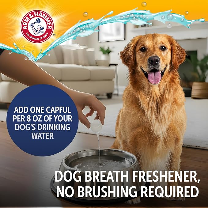 Arm & Hammer Complete Care Dental Water Additive, Easy Portion, 16 Fl Oz | Odorless, flavorless daily formula with baking soda supports tartar control for dogs