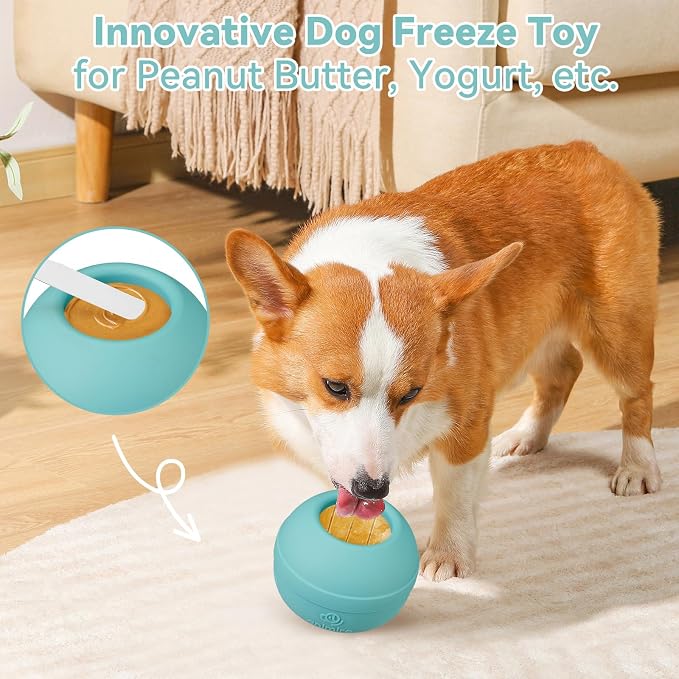 Long-Lasting Interactive Dog Lick Toy, Stuffable Dog Enrichment to Keep Dogs Busy, Wobbly Treat Dispensing Freezable Chew Toys, Food-Grade Safe (Teal Blue,S)
