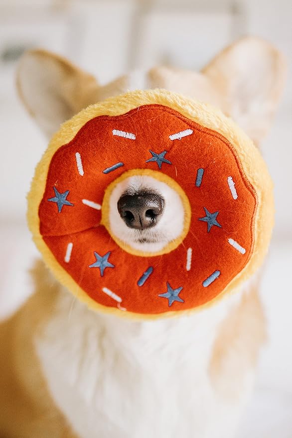 ZippyPaws Donutz for Medium and Large Dogs - Jumbo Americana Donut | Stuffed Dog Toys to Keep Them Busy, Squeaky Pet Toy for Boredom, Chew Toy with Stuffing, Soft Plush Puppy Product