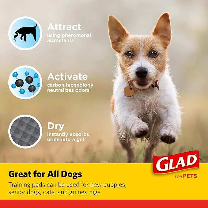 Glad for Pets Black Charcoal Puppy Pads, All-in-One | Puppy Potty Training Pads That ABSORB & NEUTRALIZE Urine Instantly | New & Improved Quality Puppy Pee Pads, 150 count - 2 Pack