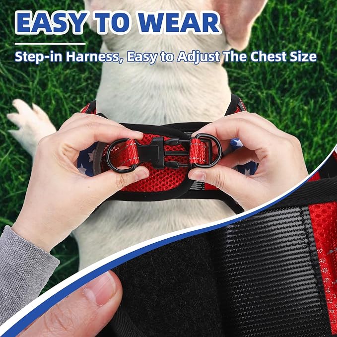 PUPTECK Dog Harness Small Sized Dog, Step in Adjustable Reflective Dog Vest Harness Escape Proof, No Pull Soft Padded Harness Easy Control, Star, M