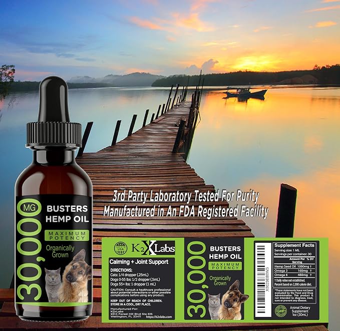 Buster's Hemp Oil for Dogs & Cats, Joint & Calming, Coat, 30ml