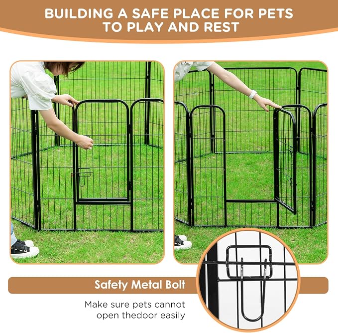 BestPet | Dog Playpen | 40 Inch, 6 Panels | Heavy Duty Metal Pet Exercise Pen | Indoor Outdoor Fence Panels | Rust-Resistant, Removable, Tool-Free Setup | Anti-Skid, Expandable Design