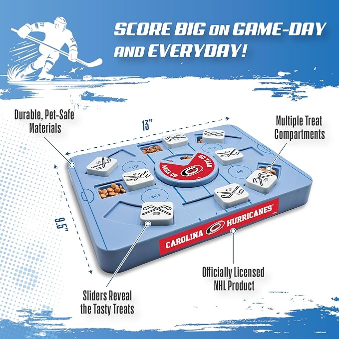 Pets First NHL Carolina Hurricanes Large Puzzle Toy, New Size, Interactive Dog Treat & Slow Feeding Toy