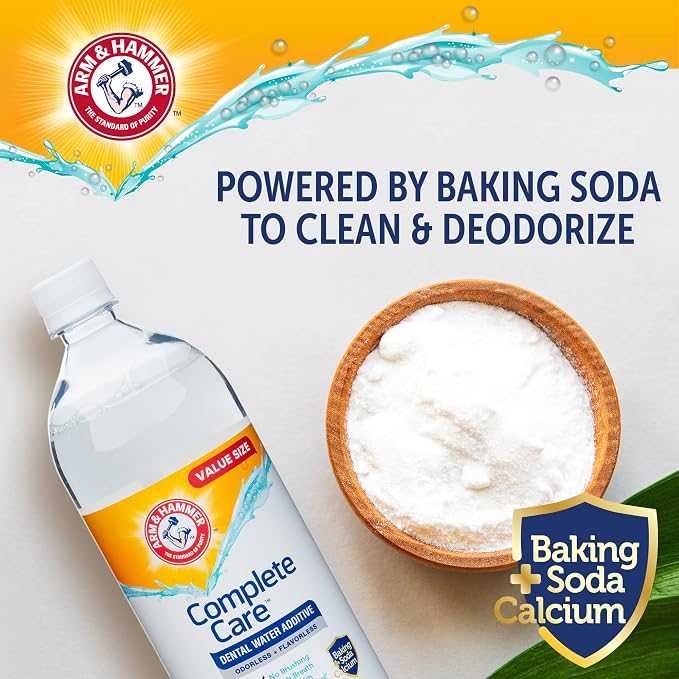 Arm & Hammer Complete Care Dog Dental Water Additive, 35 Fl Oz | Baking soda enhanced, tartar control, freshens breath, odorless and flavorless, no brushing required