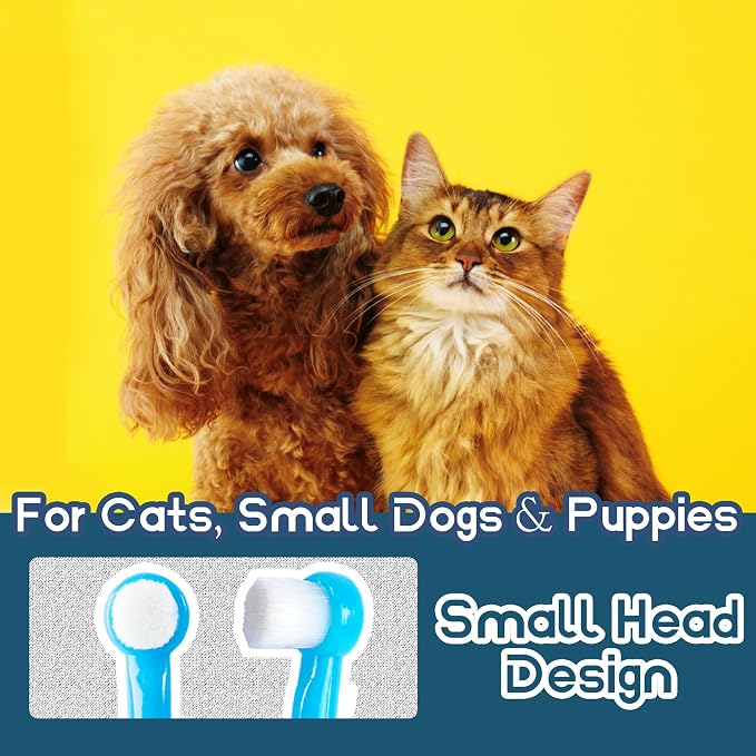 Small Dog Toothbrush, Cat & Puppy Tooth Brushing Kit, Ultra Soft & Mini Head Teeth Brush for Kitten & Tiny Pet, Doggy Toothbrushes Deep Dental Cleaning, 1 PCS - Blue