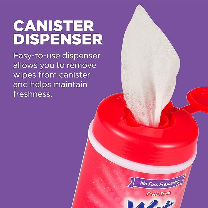 Wet Ones for Pets Freshening Multipurpose Wipes for Cats with Aloe Vera, Fresh Scent - Easy to Use Cat Cleaning Wipes for Pet Grooming in Canister, 50 Count - 12 Pack