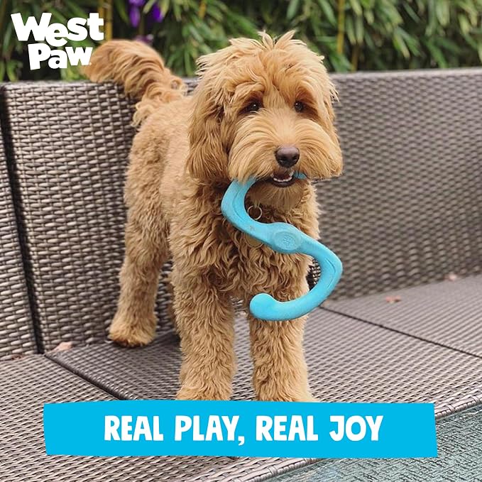 West Paw Zogoflex Bumi Dog Tug Toy – S-Shaped, Lightweight Chew Toys for Fetch, Play, Pet Exercise – Tug of War Soft Flinging Squishy Chewy Toy for Dogs – Guaranteed, Latex-Free, Large 9.5", Tangerine