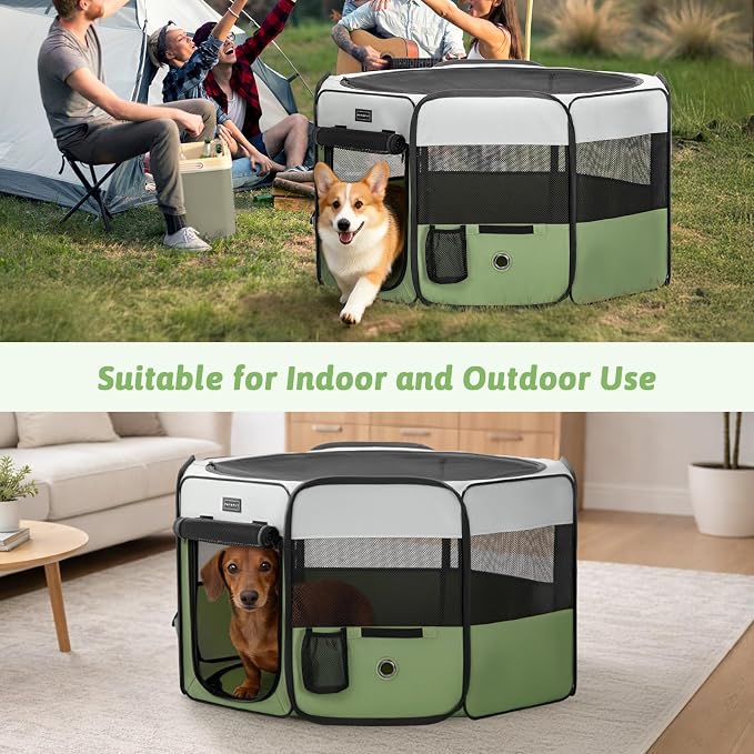 PETSFIT Portable Dog Playpen, 36in, with Waterproof Mat