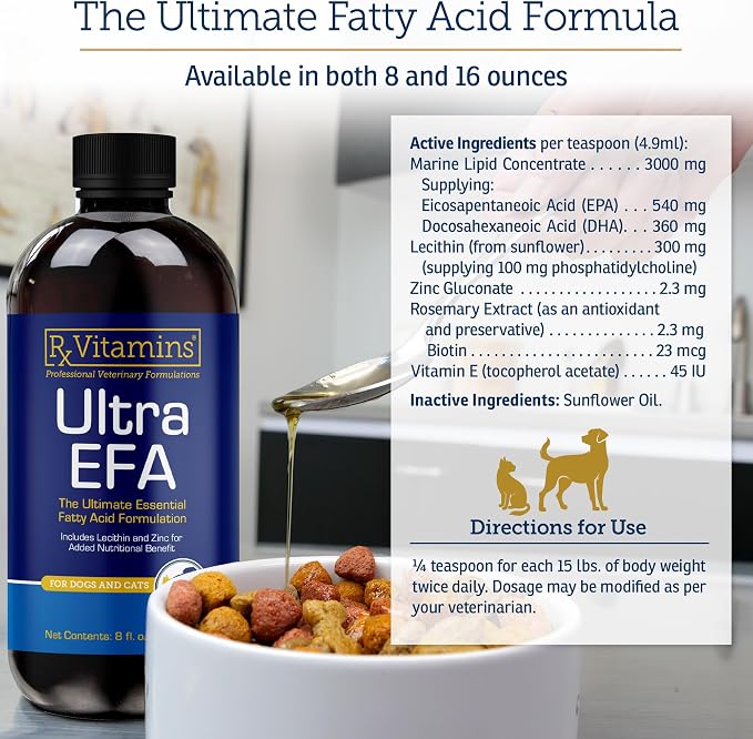 Rx Vitamins Ultra EFA Omega 3 Fish Oil for Dogs & Cats - 8oz