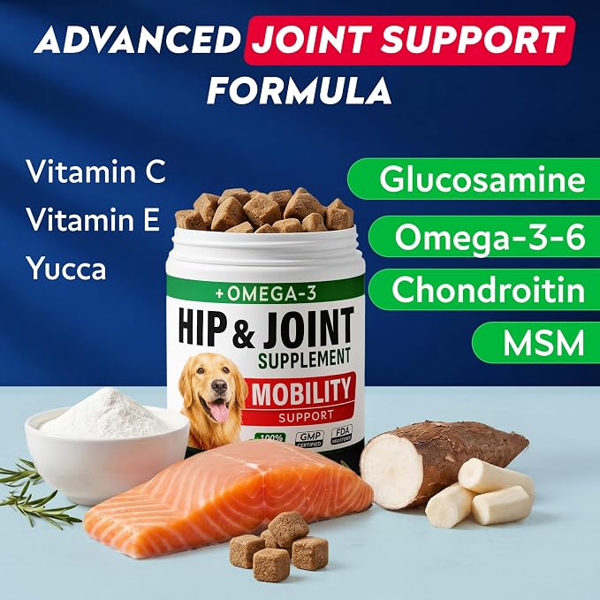 Advanced Hip Joint Supplement for Dogs, Chondroitin & MSM Hip Joint Chews