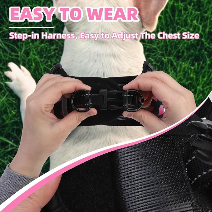 PUPTECK Dog Harness Small Sized Dog, Step in Adjustable Reflective Dog Vest Harness Escape Proof, No Pull Soft Padded Harness Easy Control, Heart, M