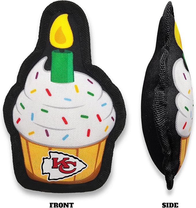 NFL Kansas City Chiefs Dog Birthday Party Set 10pcs with 1 Football Bandana Large/X-Large, 1 Crown Hat, 1 Banner, 1 Birthday Cake Toy & 6 B-Day Balloons, Dog Birthday Set, Costume, Fun Doggie Pawty