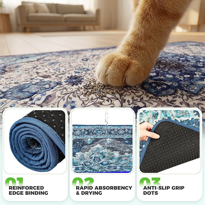Hompet Cat Litter Mat 2 Pack, 36x36 Large Machine Washable Trapping Mats for Cats, Super Absorbent & Urine-Proof Cat Litter Box Mat for Floor, Waterproof & Non Slip Kitty Litter Rug