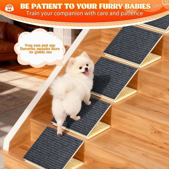 TNELTUEB 4 Pack Upgraded Dog Ramps for Stairs, Adjustable Stair ramp for Dogs,Portable Dog Stairs with Mat for Small Dogs and Cats, Non-Slip Pet Steps for Elderly or Injured Pets