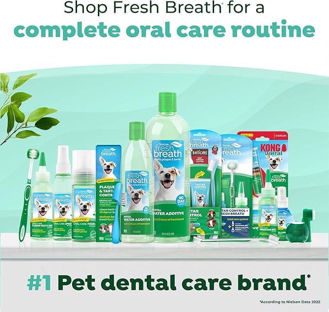 TropiClean Fresh Breath Toothbrush and Toothpaste Kit for Puppies, Teeth Cleaning Kit to Prevent Plaque & Tartar, Breath Freshener, Dog Dental Care