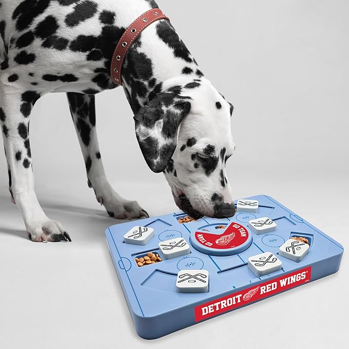 Pets First NHL Detroit RED Wings Large Puzzle Toy, New Size, Interactive Dog Treat & Slow Feeding Toy