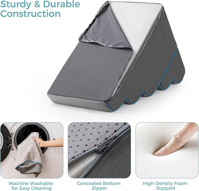 Dog Stairs, Steps and Ramp for High Bed & Sofa, 13-24" H Detachable Pet Stairs for Small Medium Dogs, Sturdy 40D Foam, Non-Slip, Washable Cover with Lint Roller, Grey