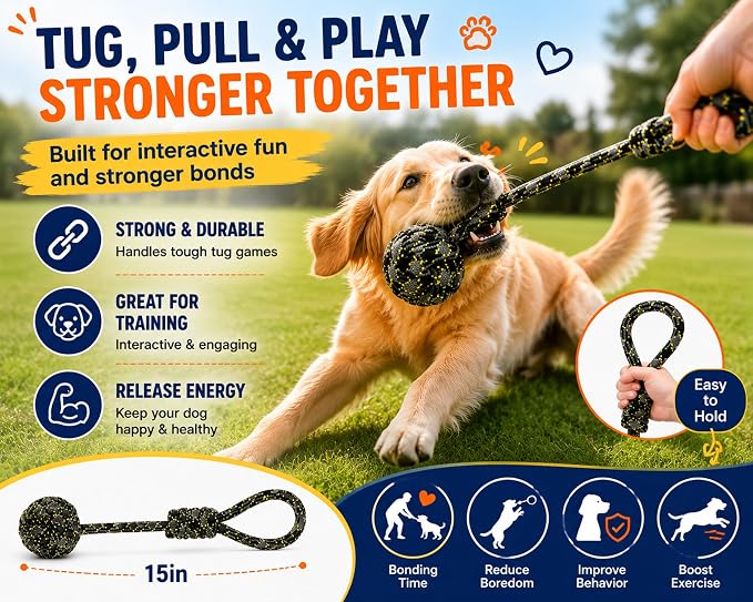 Dog Toys for Small Dogs, 5 Pack Interactive Dog Toy Set with Squeaky Latex Ball, Duck Plush Toy, Rope Tug Toy and Waste Bags, Indoor Fetch, Chew & Play Toys for Small Breeds (Blue/White)