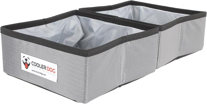 CoolerDog Pocket Bowl Collapsible Dog Bowls, Double, Large 56 oz x2