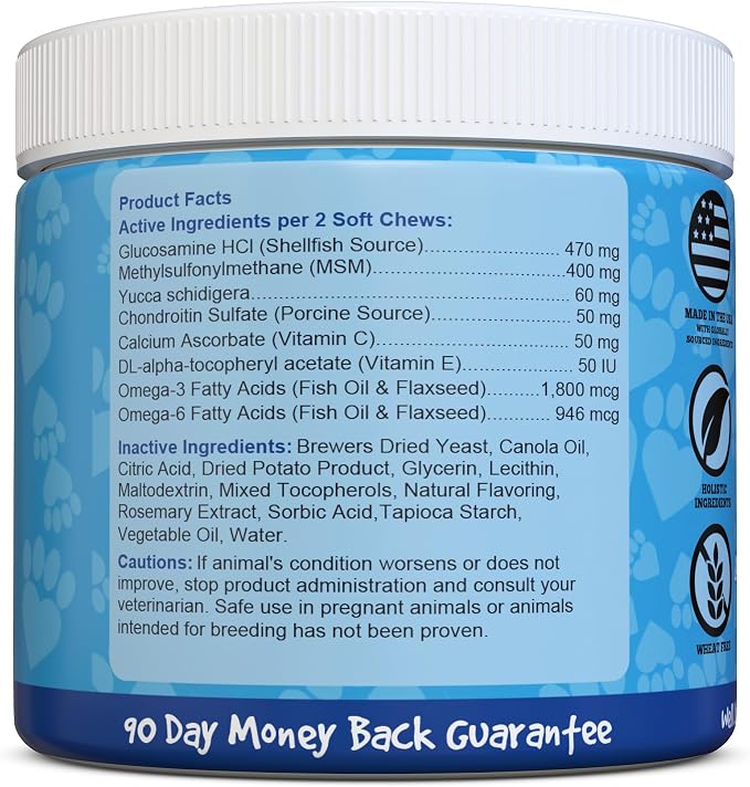 Well Loved Glucosamine for Dogs, Dog Joint Supplement, Hip & Joint Chews