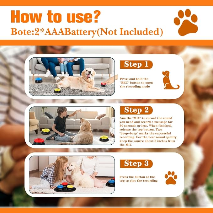 Dog Buttons for Communication, 6 Pcs