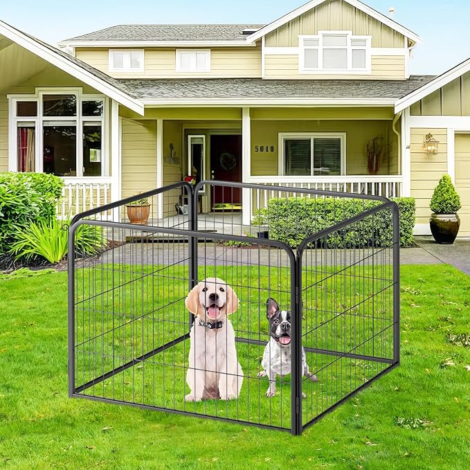 FDW Dog Playpen Kennel, 24in 4 Panels, Black