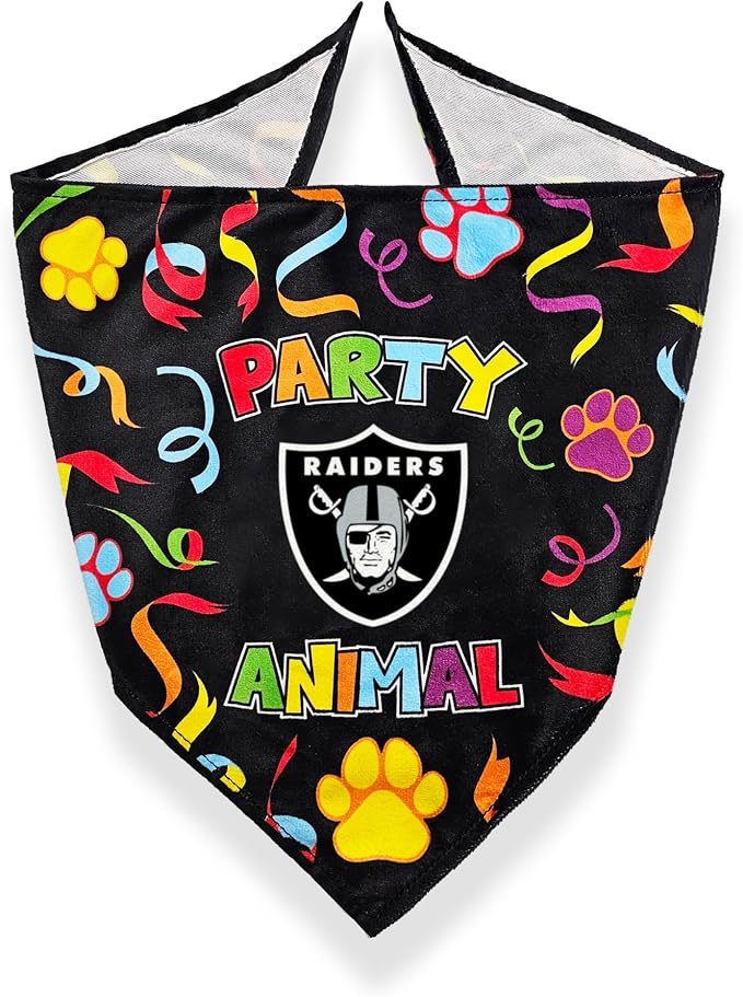 NFL LAS Vegas Raiders Dog Birthday Party Set 8pcs with 1 Football Bandana Large/X-Large, 1 Birthday Cake Toy & 6 B-Day Balloons, Dog Birthday Set, Costume, Fun Doggie Party Accesories