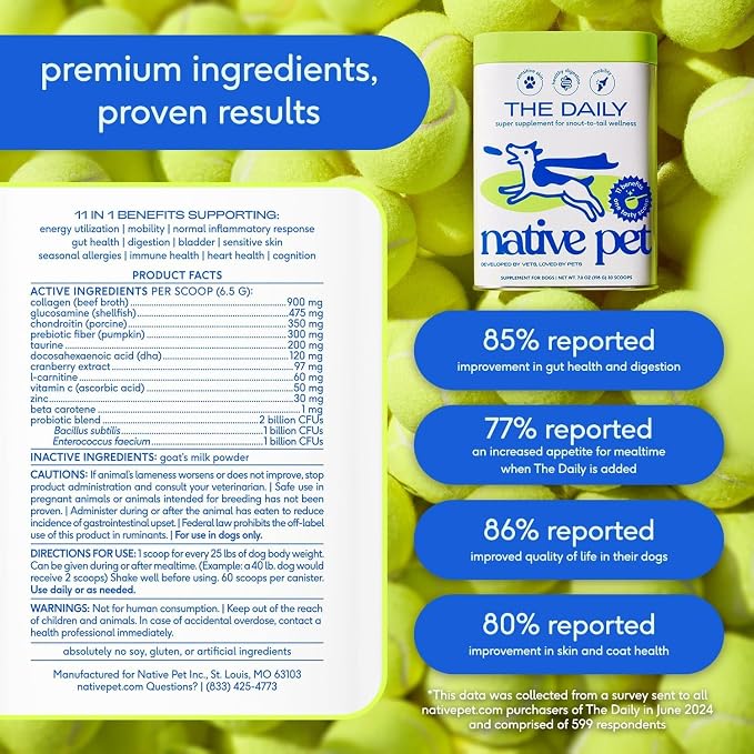 Native Pet Pack Leaders Bundle - Daily Multivitamin (60 Scoops) & Omega Oil for Dogs (8 Oz.) - Omega 3 Fish Oil for Healthy Skin, Shiny Coat, & Strong Joints & Daily Multivitamin for Dogs