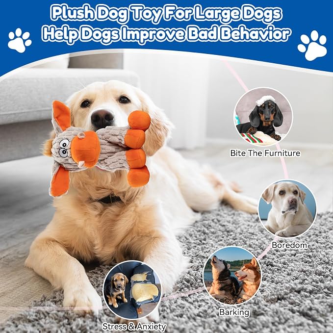 loncoldy Squeaky Dog Toys, Tough Chew Toys for Dogs, Crinkle Interactive Squeaky Stuffed Dog Toy for Small Medium Large Breeds, Plush Dog Toy to Keep Them Busy, Pet Toys for Dogs