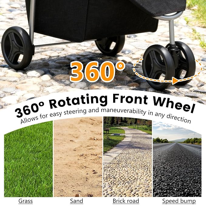 BestPet 3-Wheel Pet Stroller - Black