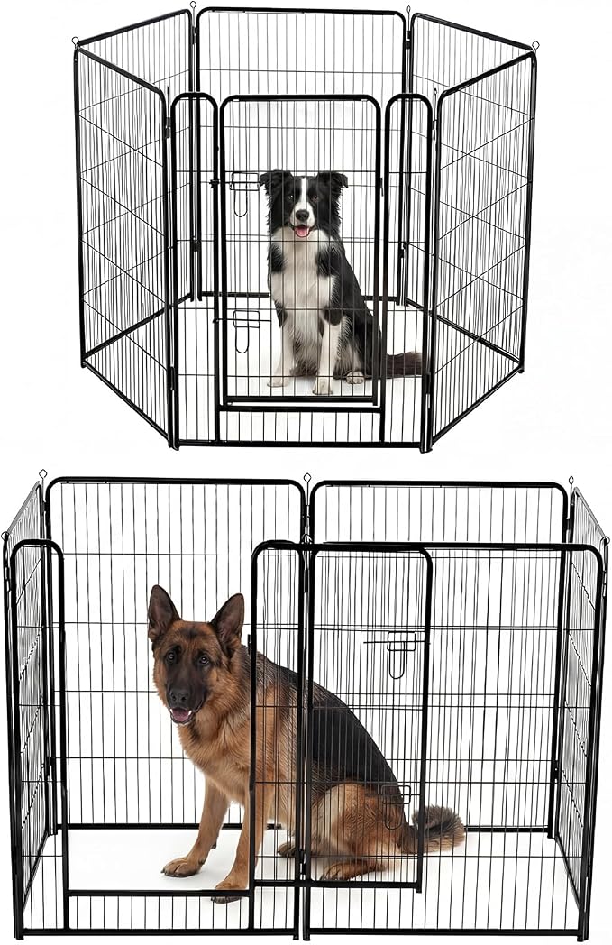 DUMOS Dog Playpen Indoor/Outdoor, Metal, 40in, 6 Panels, Foldable with Door