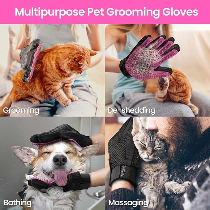 Pet Hair Remover Glove, 1-Pack, Pink