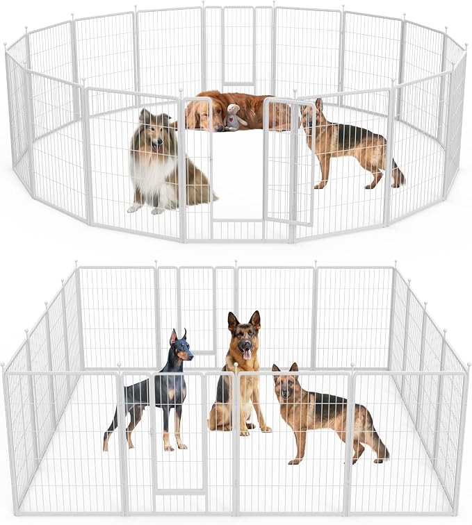 HealSmart Dog Playpen, 40in 16 Panels, White